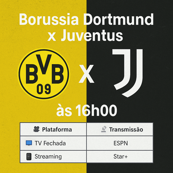 Borussia Dortmund x Juventus às 16h00: Tudo sobre o jogo de hoje