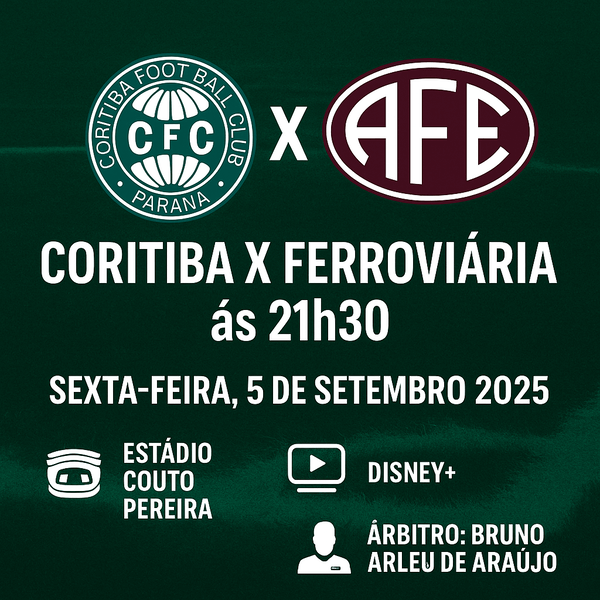 Coritiba x Ferroviária às 21h30 – Confronto decisivo na Série B 2025