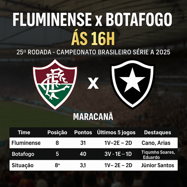 Fluminense x Botafogo às 16h: panorama do confronto