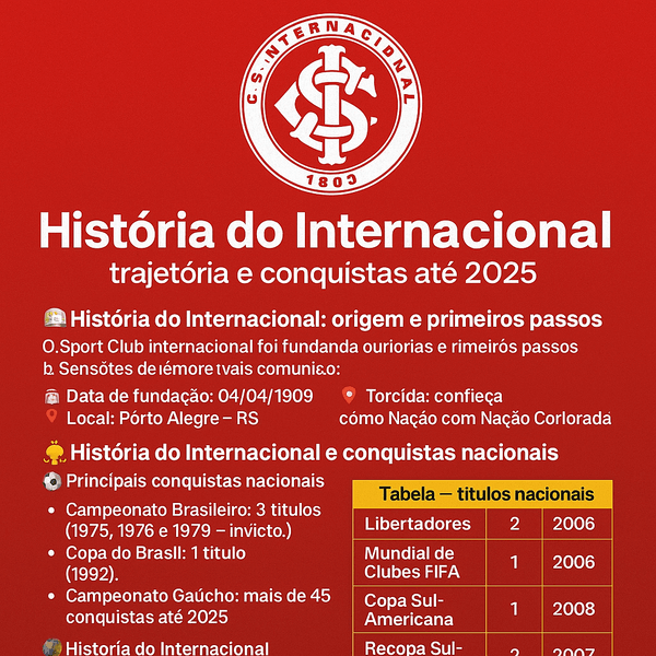 História do Internacional: trajetória e conquistas até 2025