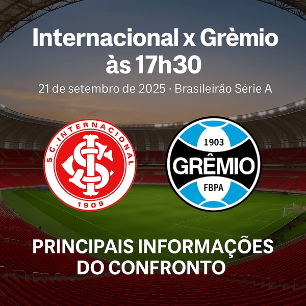 Internacional x Grêmio às 17h30 – cenário, escalações e como assistir ao vivo