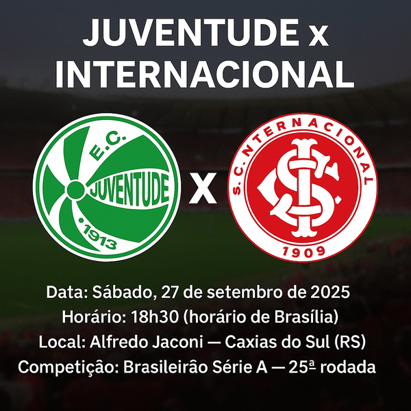 Juventude x Internacional às 18h30: tudo sobre o clássico gaúcho no Brasileirão 2025