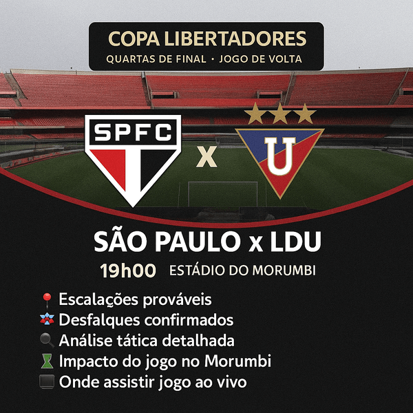 São Paulo x LDU às 19h00: tudo sobre o duelo decisivo da Libertadores 2025